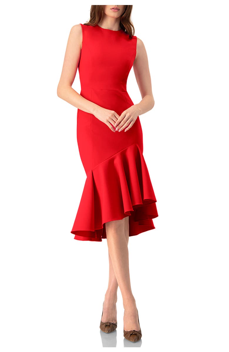 IVONNE Solid Mermaid Midi Dress, Main, color, Red