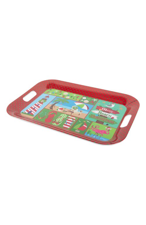 Design Imports Set Of 4 Coast Christmas Trays In Red