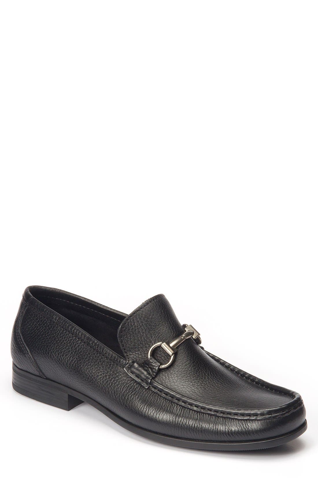 'Malibu' Suede Bit Loafer, Main, color, BLACK LEATHER