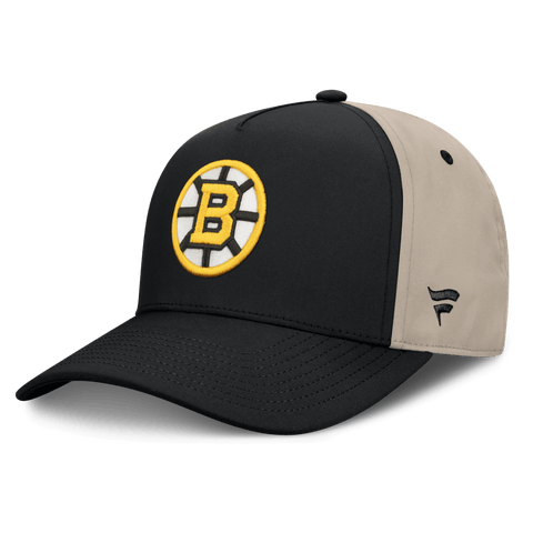 Men's Fanatics Black/Tan Boston Bruins 2026 Stanley Cup Playoffs Locker Room Adjustable Hat