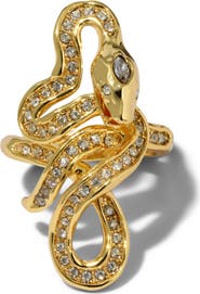 Alexis Bittar Serpent 14k Gold Plated Crystal Coiled Ring