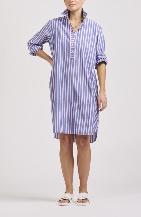 Classic Stripe Long Sleeve Shirtdress