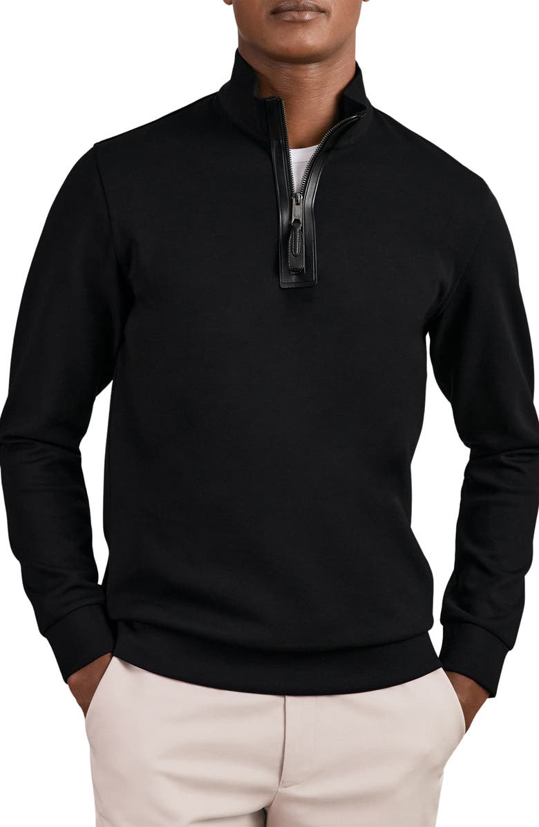 Reiss Hale Quarter Zip Top, Main, color, Black