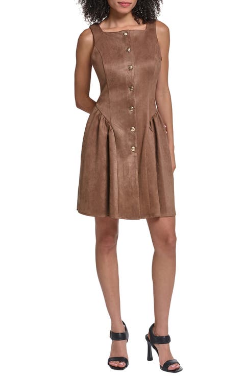 Faux Sude Fit & Flare Dress