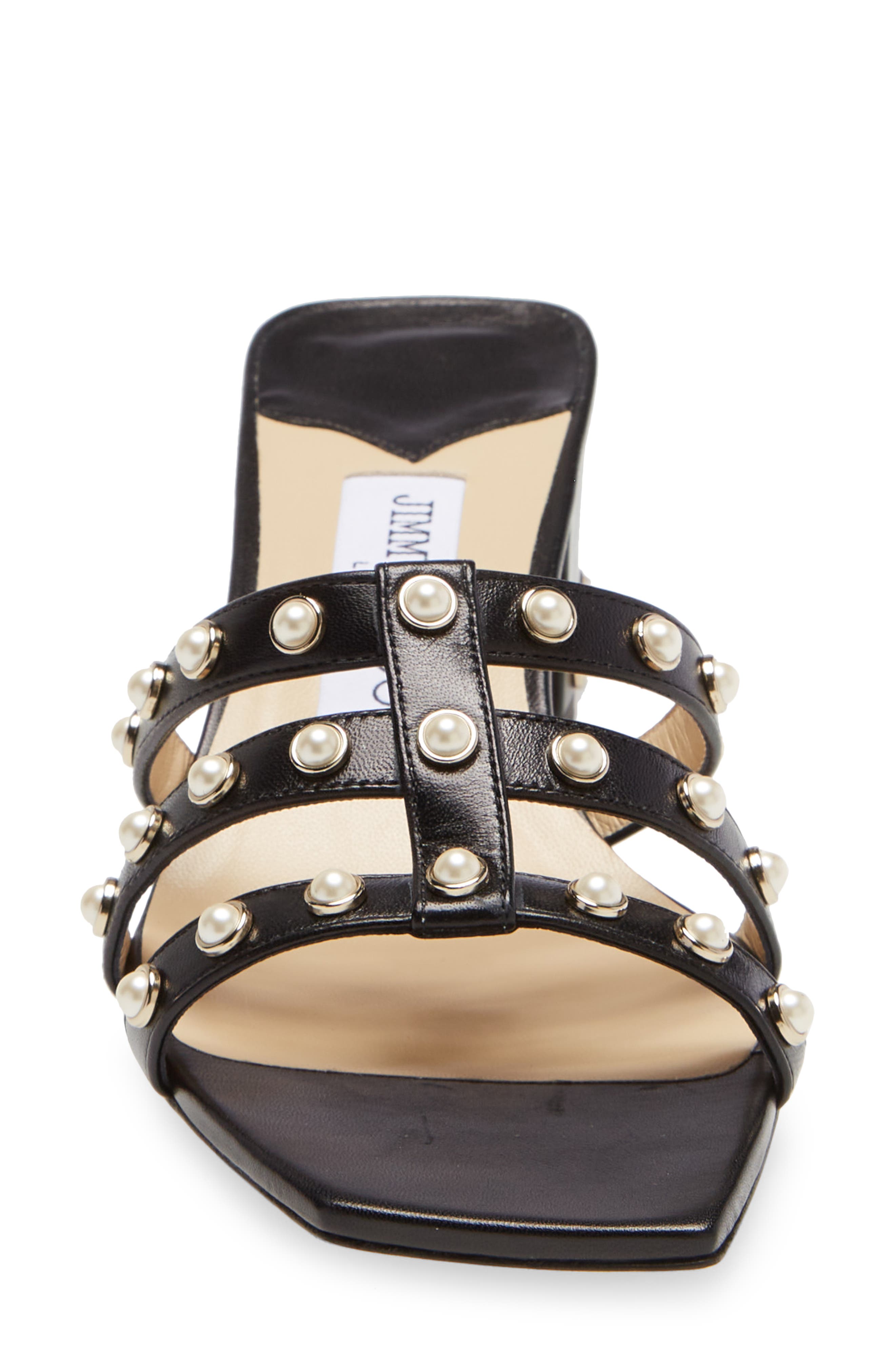 Jimmy Choo Hazal Imitation Pearl Cage Slide Sandal, Alternate, color, 