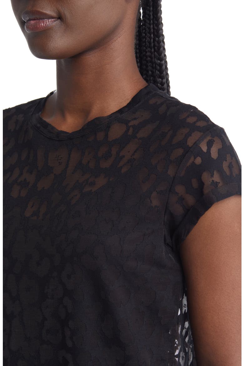 Anna Devore Zori Leopard Burnout T-Shirt, Alternate, color, BLACK