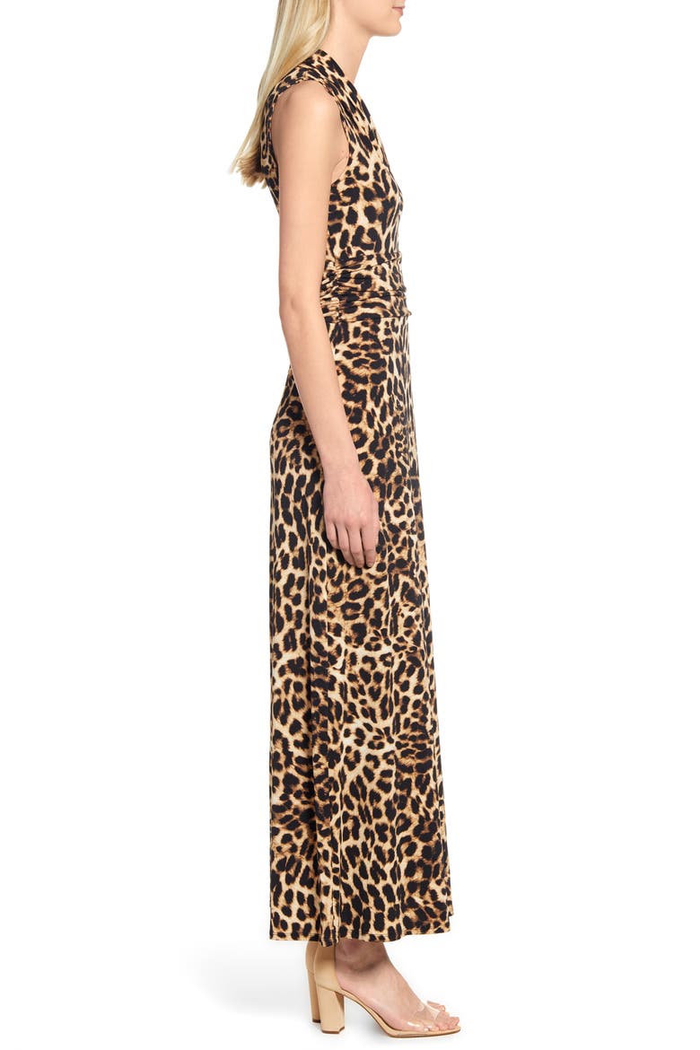 Exotic Animal Print Halter Neck Maxi Dress, Alternate, color, 060-RICH BLACK