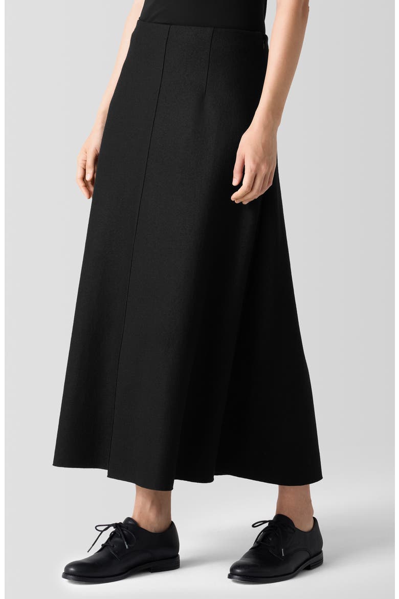 Felted Wool Jersey A-Line Skirt, Main, color, BLACK