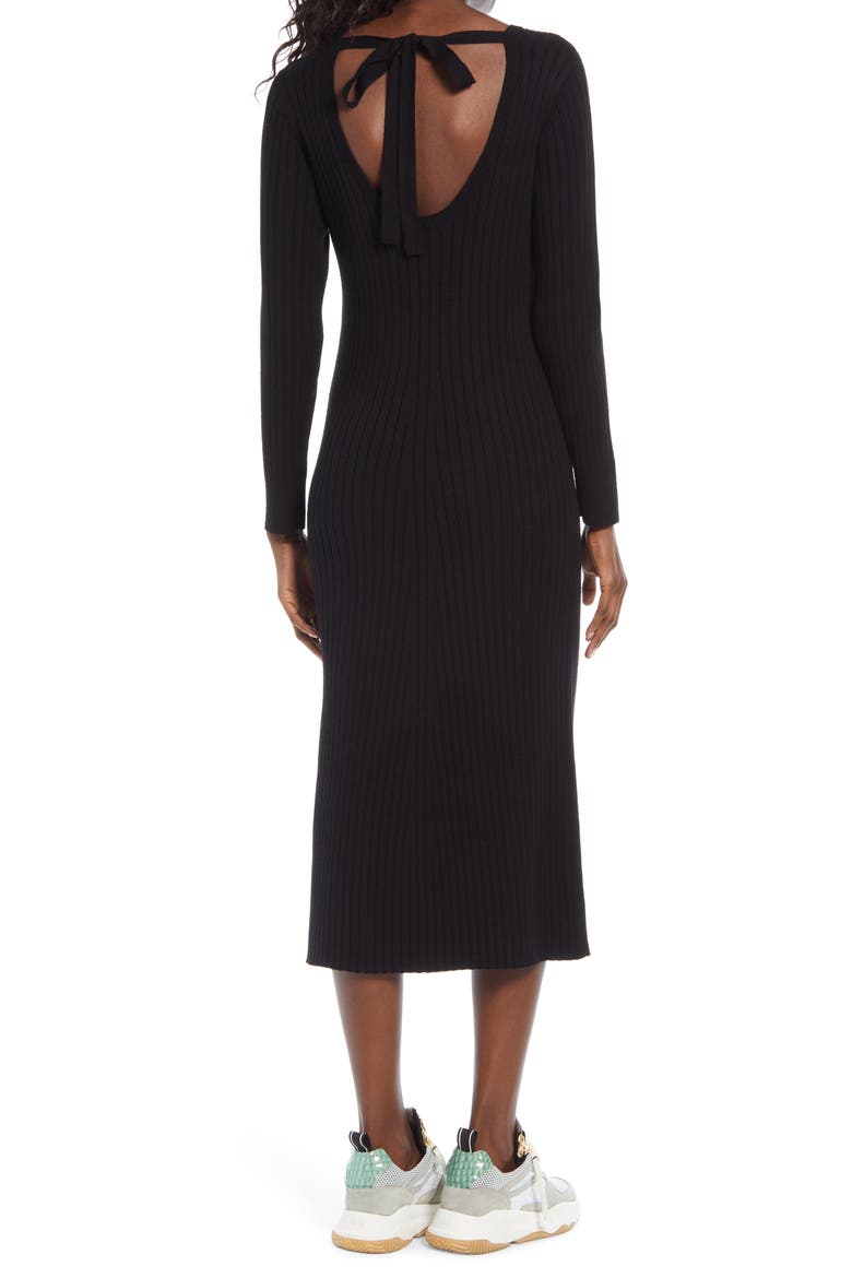 x BFF Hollie Long Sleeve Sweater Dress, Alternate, color, BLACK