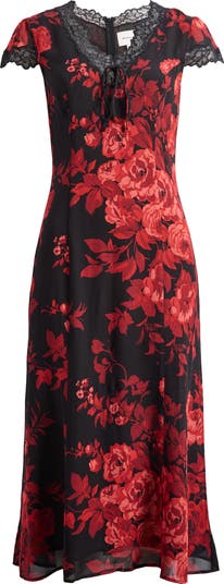 Good NWT Reformation Nira Smocked Floral Midi Dress #163