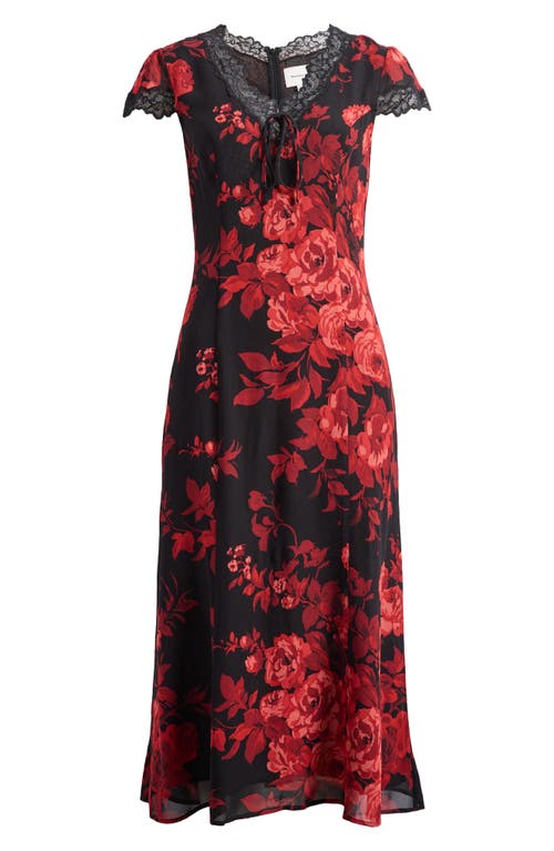 Shop Reformation Tiffie Floral Print Midi Dress In Basilica