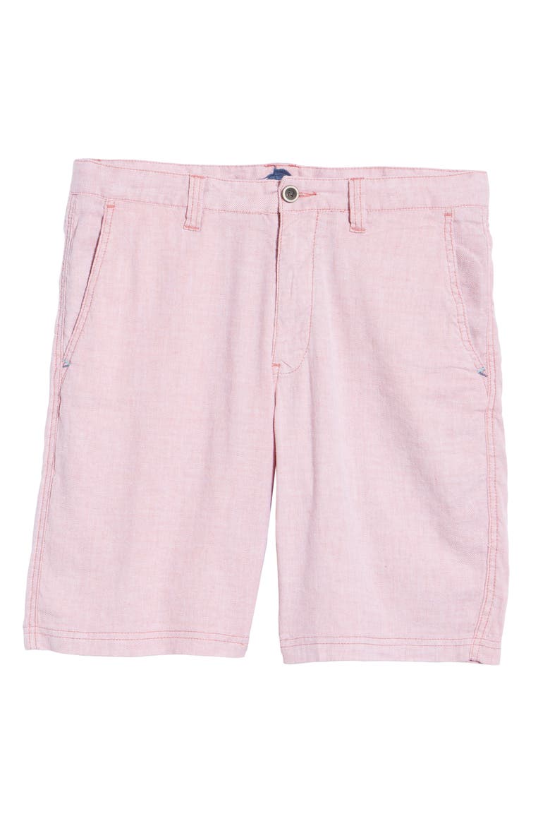 Beach Linen Blend Shorts, Alternate, color, RED SUNSET