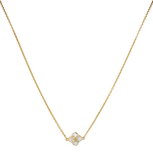 Jan Leslie Sterling With 18k Gold Overlay And Gemstones Single Petal Station Necklace In White