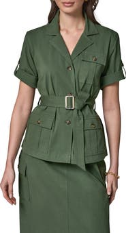 Donna Karan New York Short Sleeve Belted Jacket