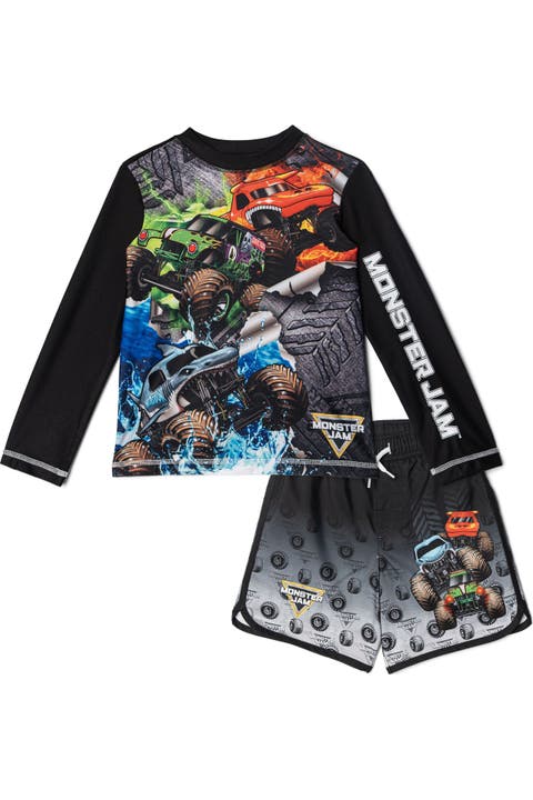 Long Sleeve Rash Guard and Swim Trunks Set