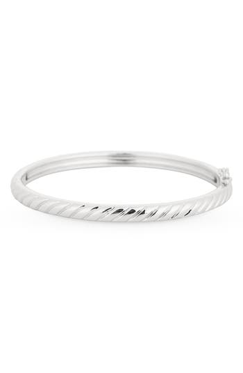 Nordstrom Rack Demi Fine Ribbed Hinged Bangle Bracelet In Silver