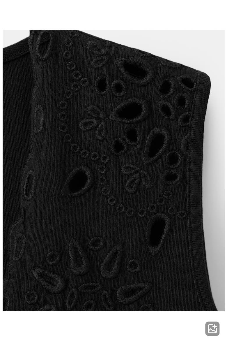 Kids' Embroidered Eyelet Vest, Alternate, color, BLACK