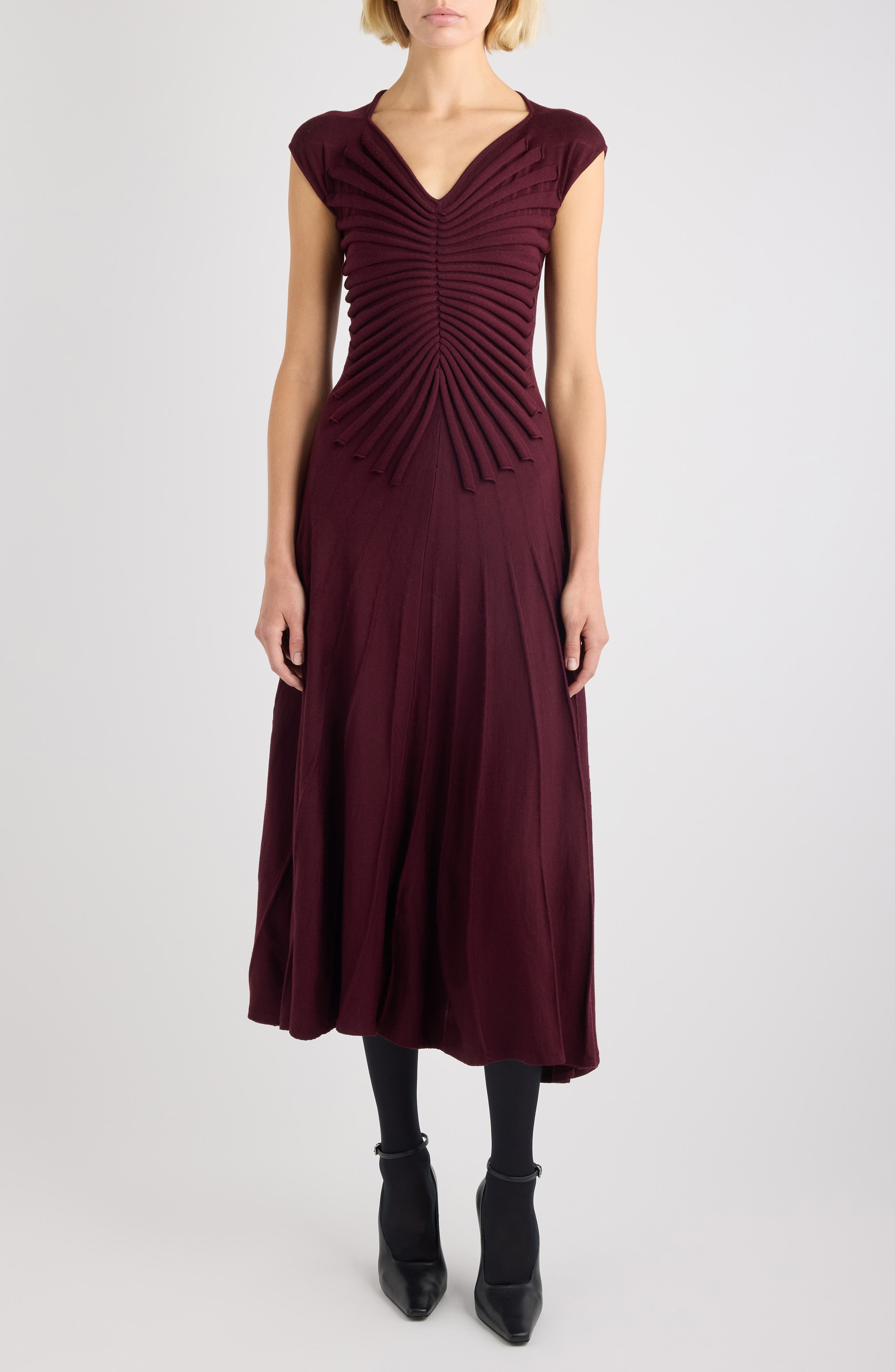 Sculpted Virgin Wool Sweater Dress