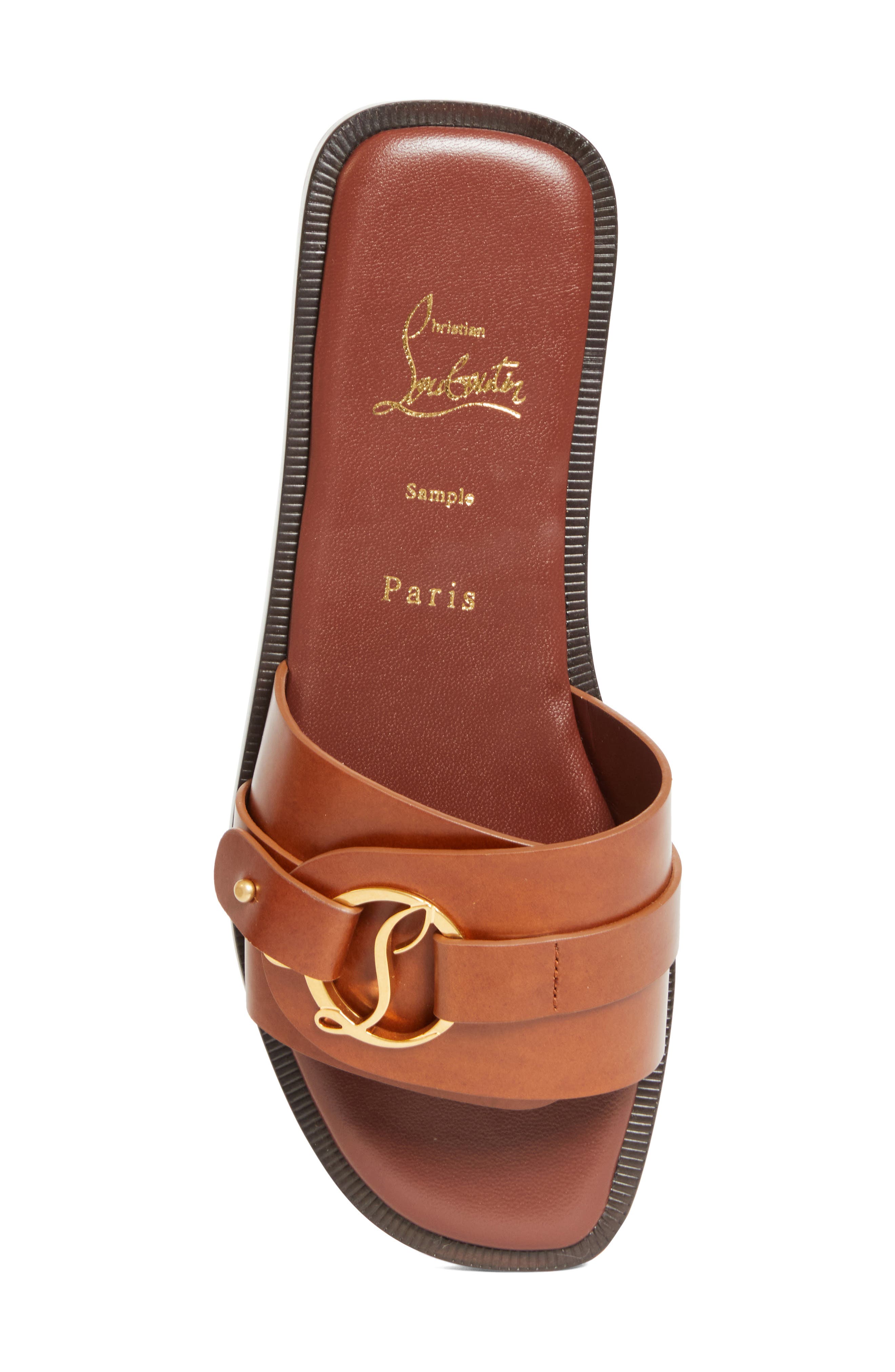 Her in Roma Mule Flat, Alternate, color, DARK CARMINE/ LIN COGNAC