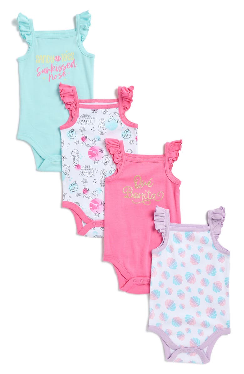 KOALA BABY 4-Pack Assorted Bodysuits, Main, color, Azalea Pink