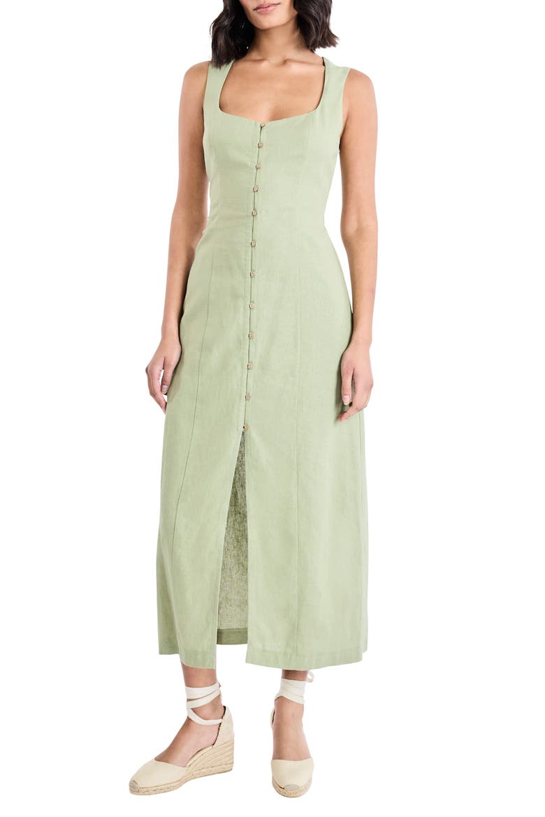 Sleeveless Linen Blend Maxi Dress, Main, color, SAGE