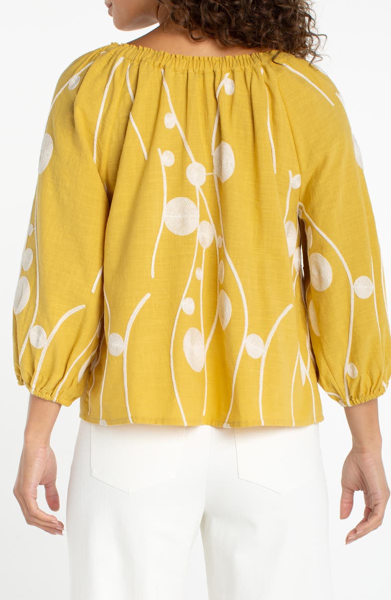 Liverpool Embroidered Off the Shoulder Woven Cotton Top, Alternate, color, Yellow / Cream