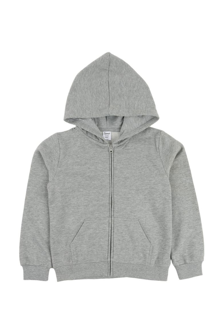 Kids Zip-Up Sweatshirt Hoodie, Cotton Blend, Solid Colors, Alternate, color, LIGHT GREY