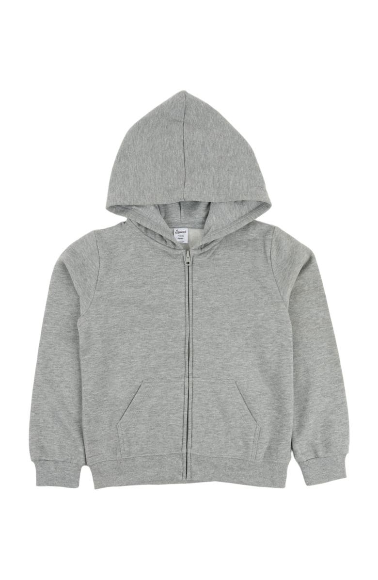 Leveret Kids Zip-Up Sweatshirt Hoodie, Cotton Blend, Solid Colors, Alternate, color, Light Gray