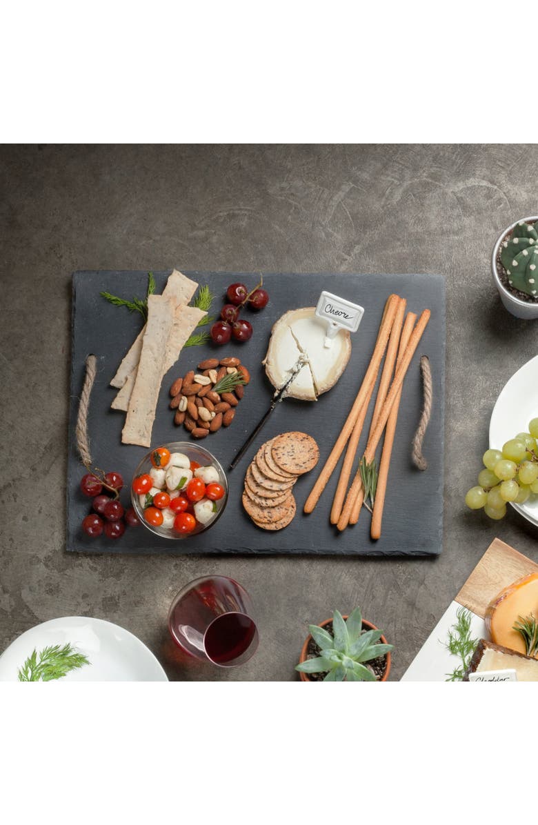 TWINE Slate Cheese Board with Rope Handles, Alternate, color, Black