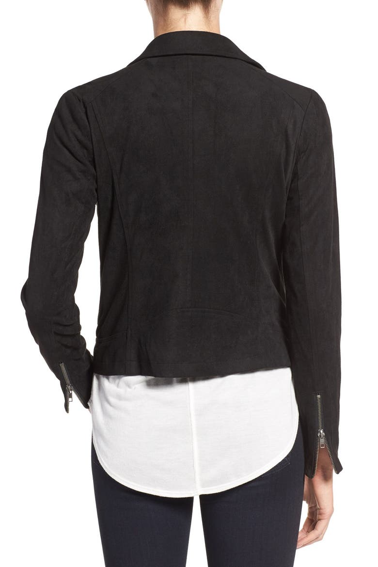'Venita' Faux Suede Moto Jacket, Alternate, color, BLACK