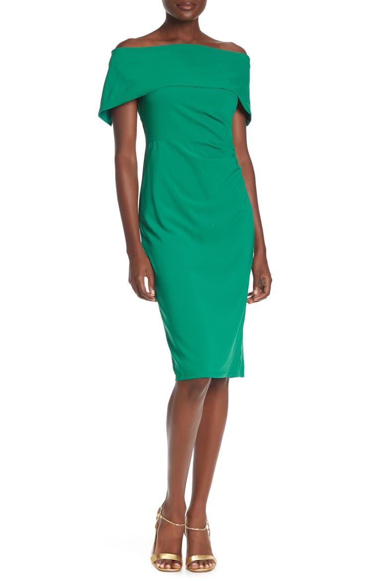 Off the Shoulder Midi Dress, Main, color, GREEN