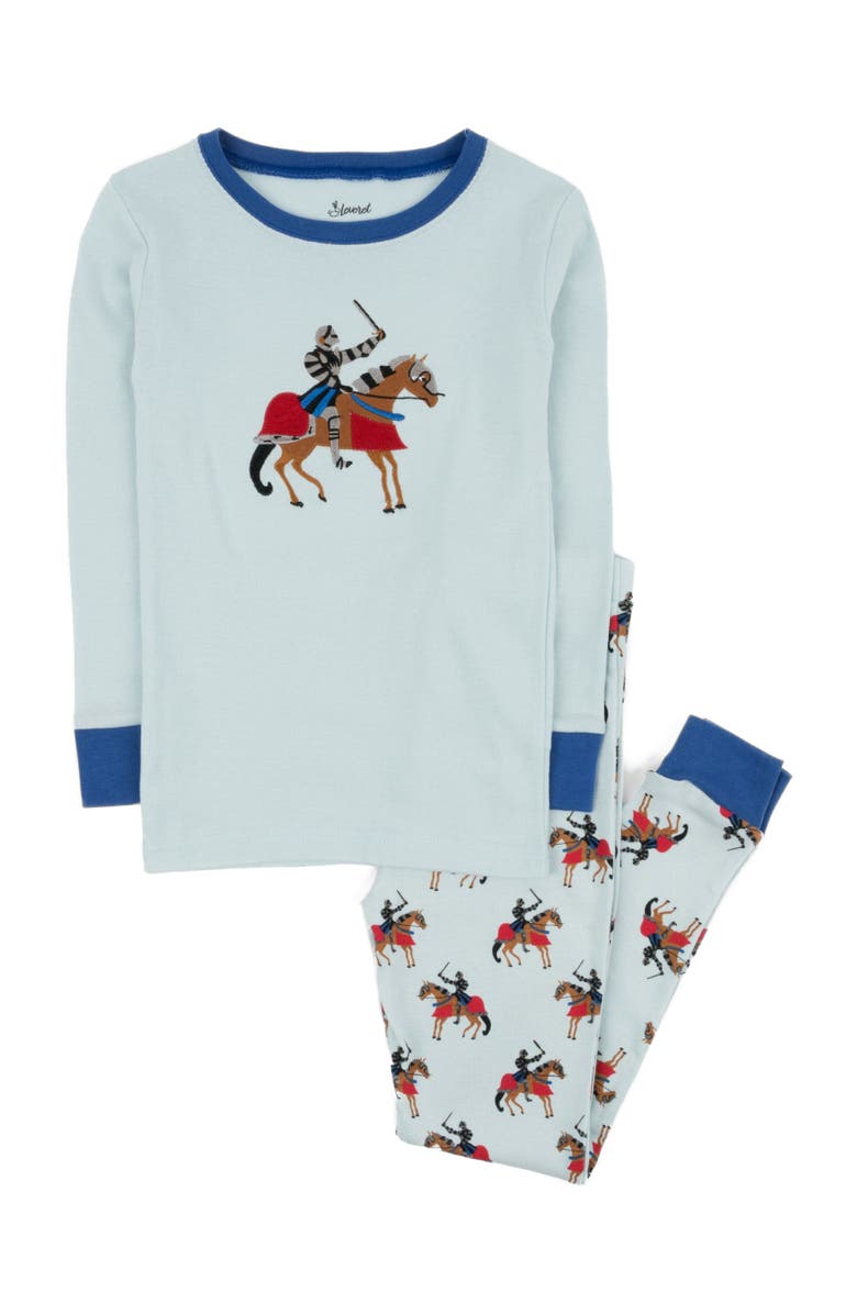 Leveret Two-Piece Printed Cotton Pajamas, Stripes, Animals & Characters, Alternate, color, Knights