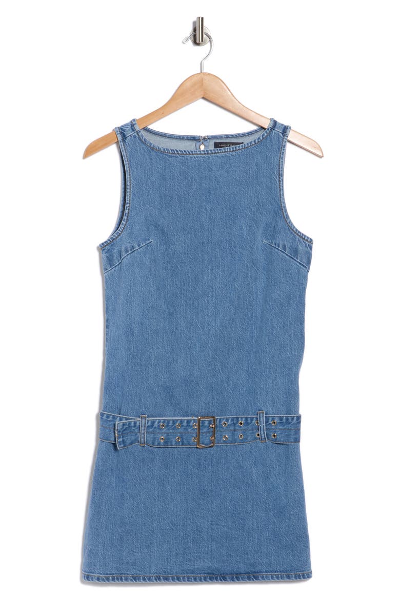 Belted Denim Minidress, Alternate, color, COVE