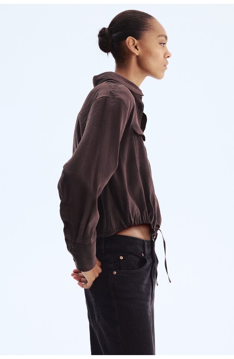 H&M Drawstring Shirt, Alternate, color, Dark Brown