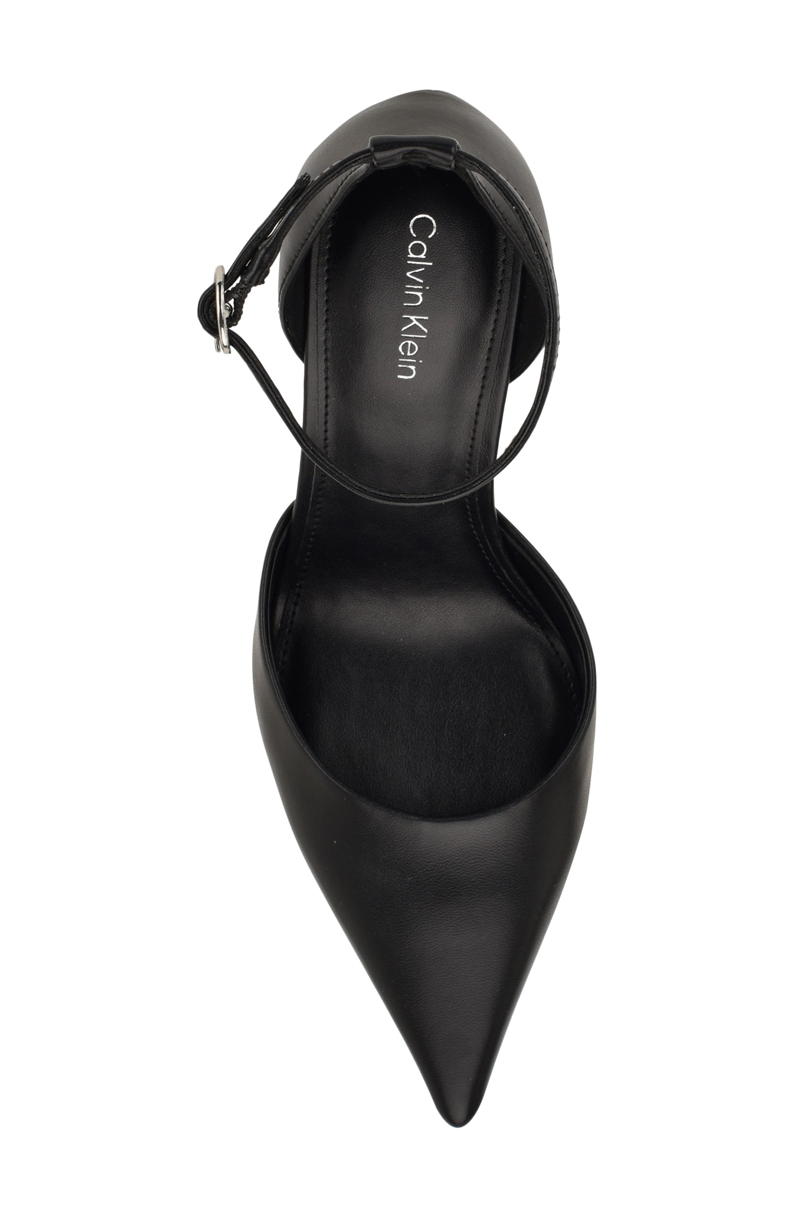 Calvin Klein Olettia Ankle Strap Pointed Toe Pump, Alternate, color, Black