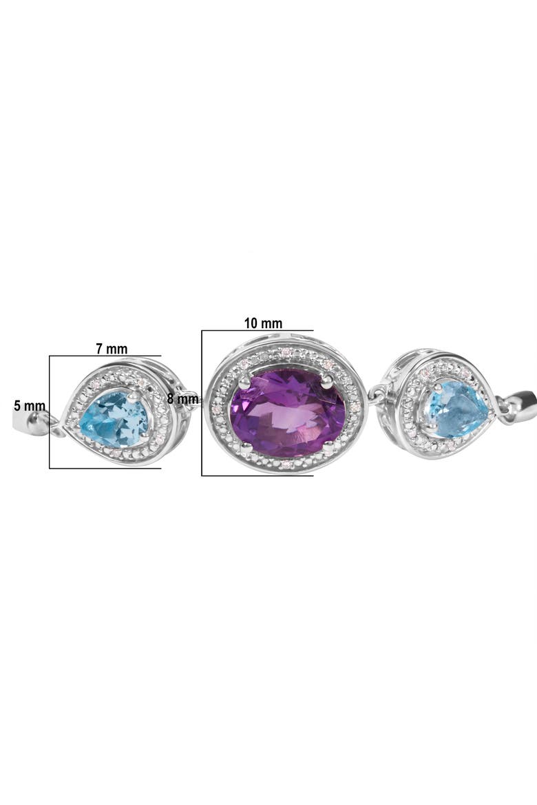 Silver Amethyst & Topaz with Diamond Bolo Bracelet, Alternate, color, White