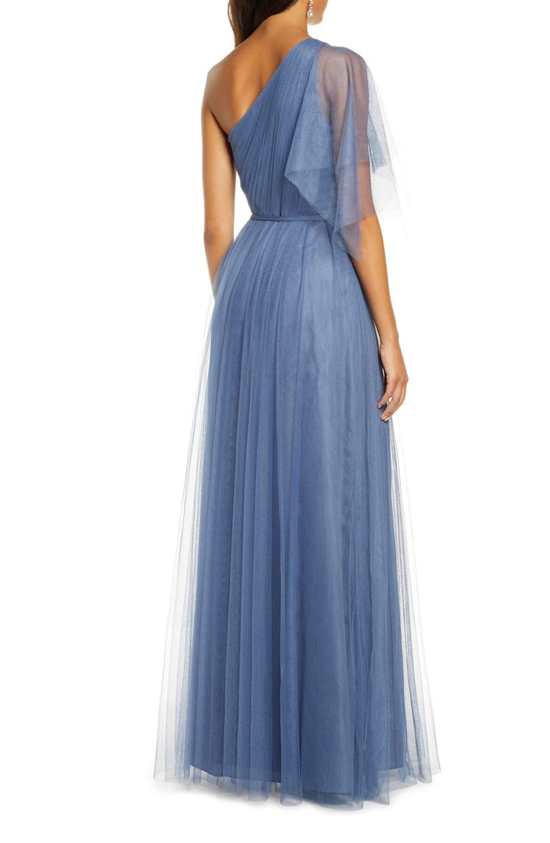 Marchesa Notte One-Shoulder Tulle A-Line Gown, Alternate, color, 