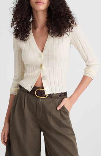 Rib V-Neck Merino Wool & Silk Cardigan