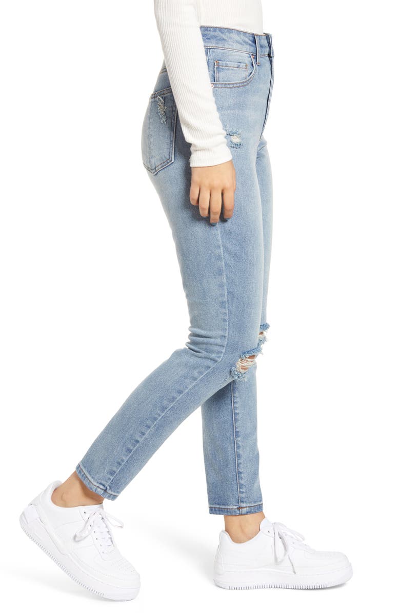Prosperity Denim Ripped High Waist Mom Jeans, Alternate, color,