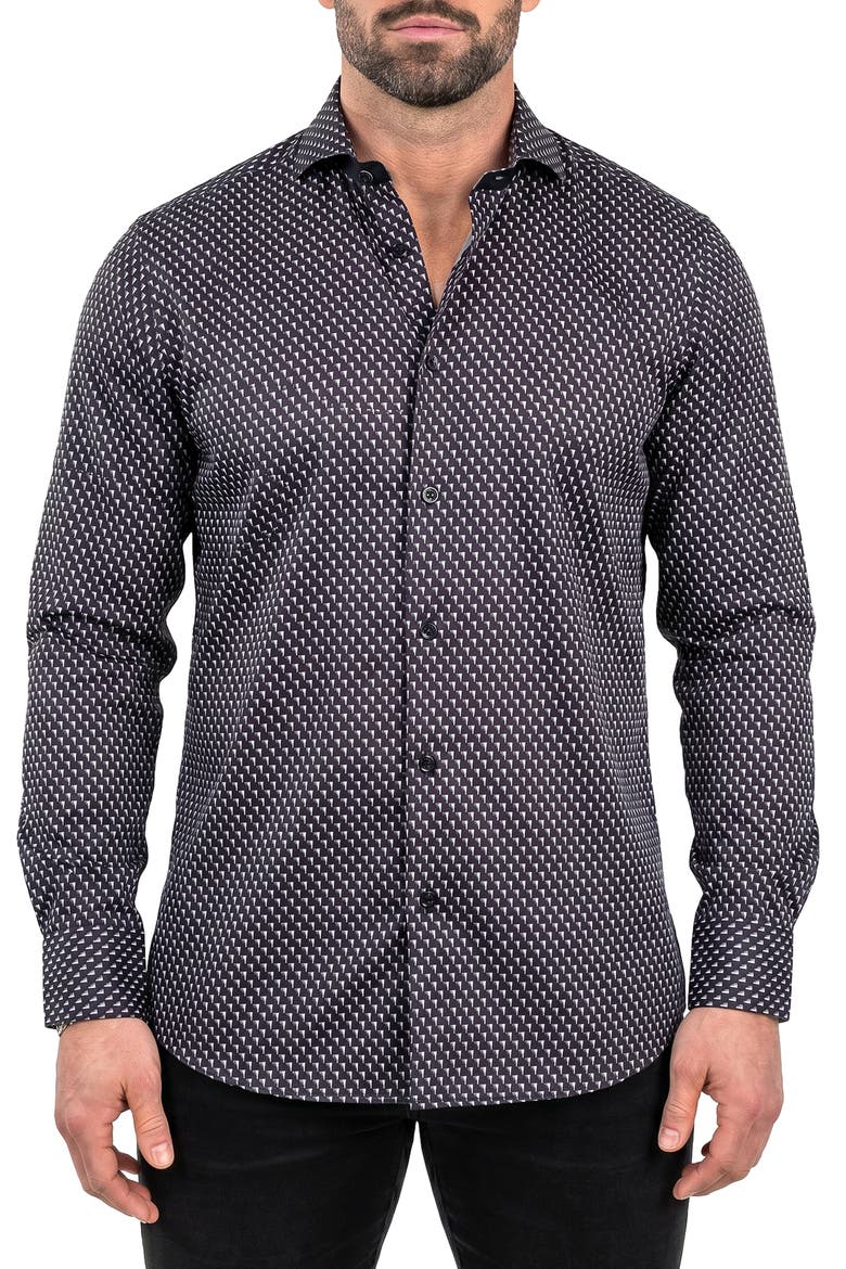 Einstein Contemporary Fit Button-Up Shirt, Main, color, BLACK