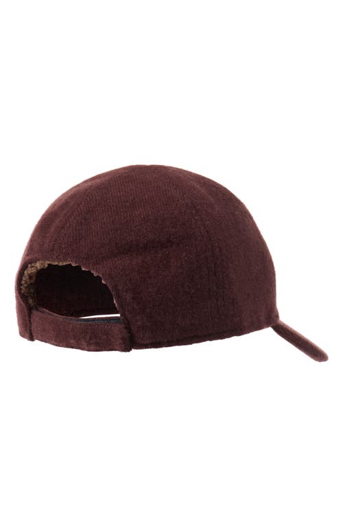 Amicale Wool & Cashmere Faux Shearling Lined Knit Baseball Cap In Brown