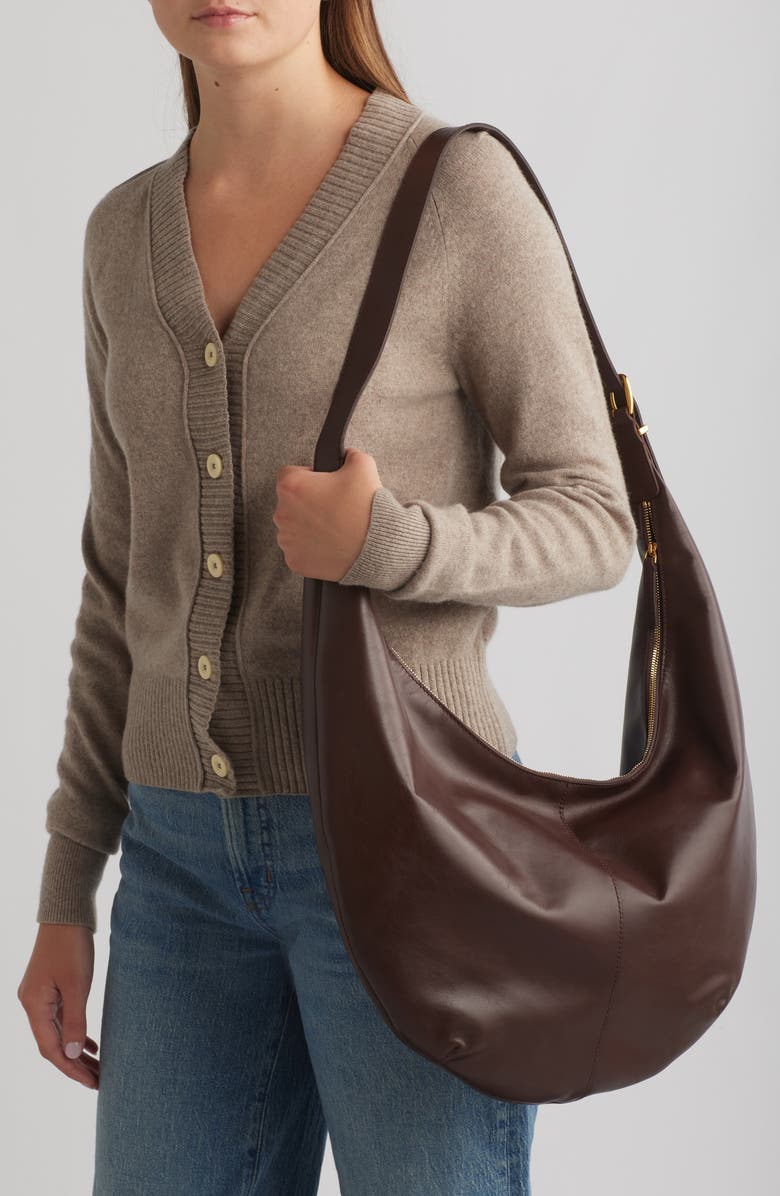 Madewell The Essential Curve Shoulder Bag, Alternate, color, Chocolate Raisin