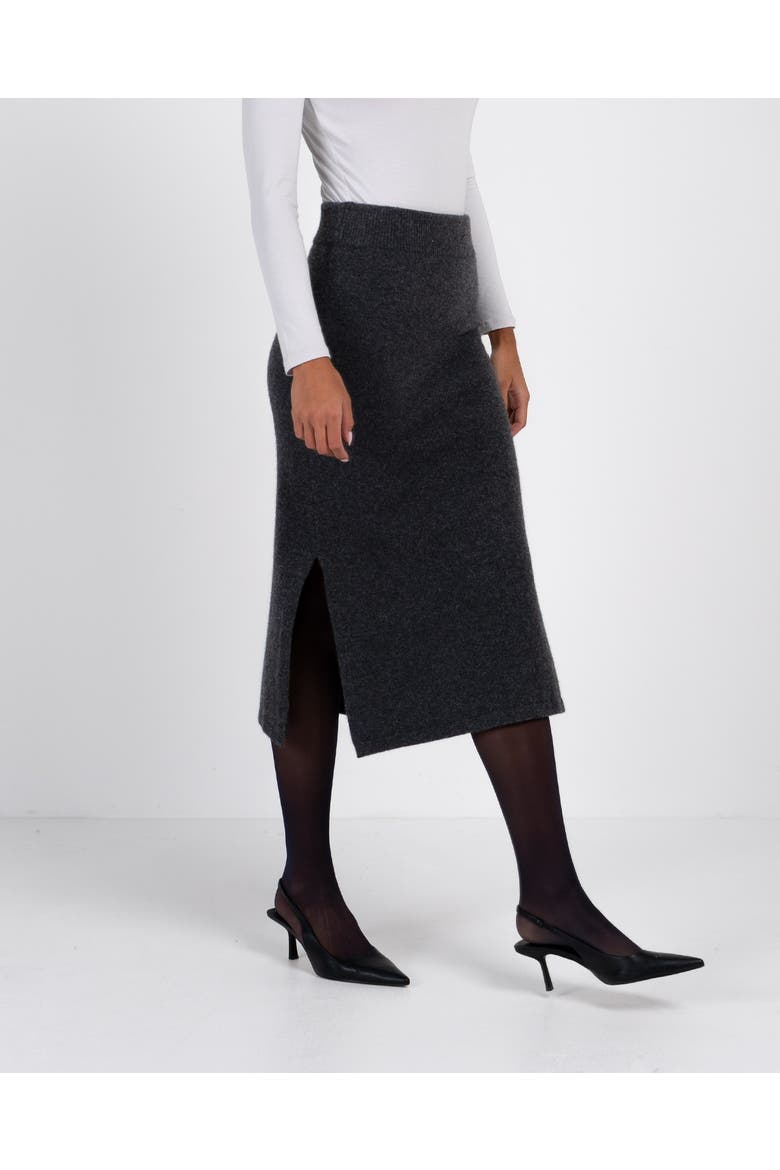 Josie Merino Knitted Midi Skirt, Main, color, Charcoal Marl