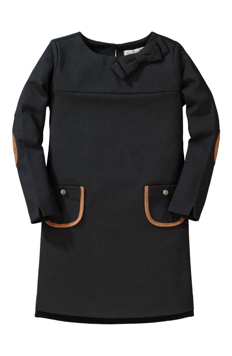 Hope & Henry Baby Girls' Quilted Ponte Riding Dress, Infant, Main, color, Black