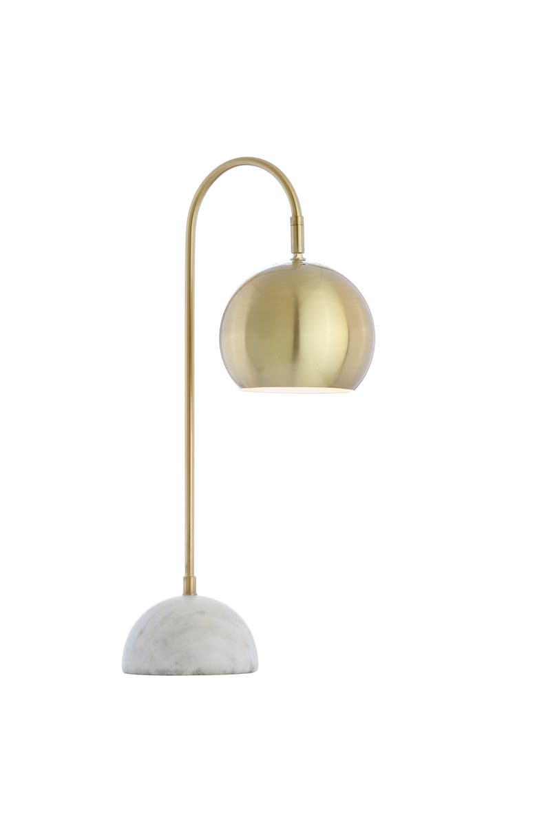 JONATHAN Y Stephen Metal/Marble LED Table Lamp, Main, color, Brass Gold/White