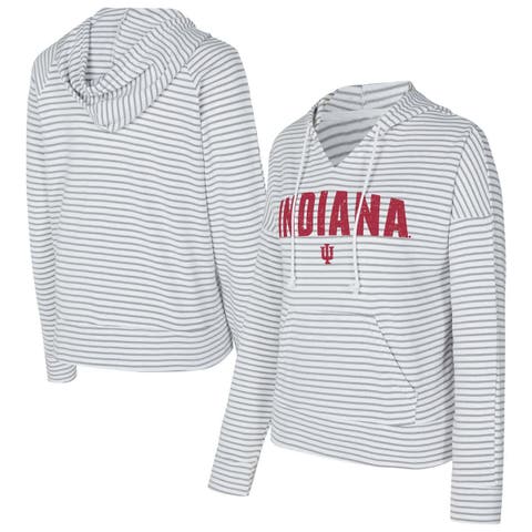 Men's Concepts Sport  White/Gray Indiana Hoosiers French Terry Striped V-Neck Pullover Hoodie