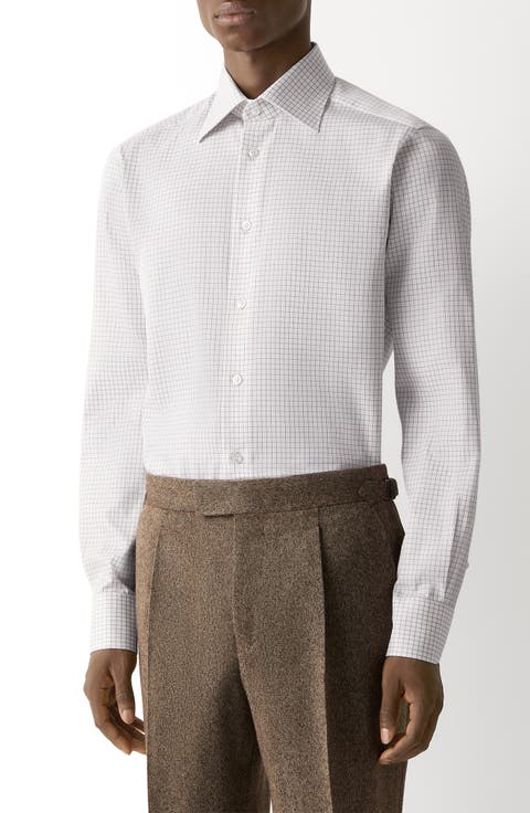 Grid Cotton Dress Shirt