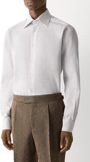 ZEGNA Grid Cotton Dress Shirt
