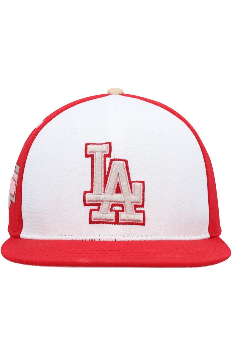 PRO STANDARD Men's Pro Standard White/Red Los Angeles Dodgers Strawberry Ice Cream Drip Snapback Hat, Alternate, color, White