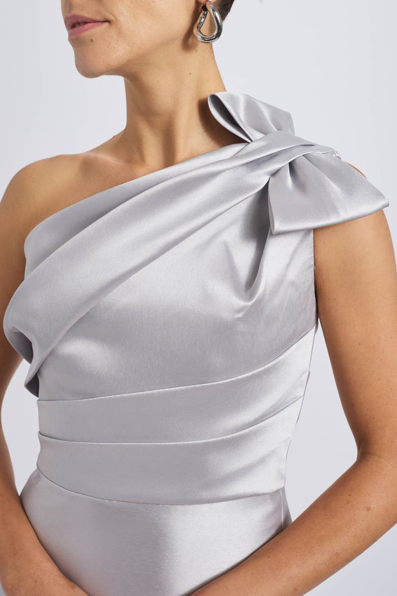 Mikado Draped Bodice Gown, Alternate, color, Platinum